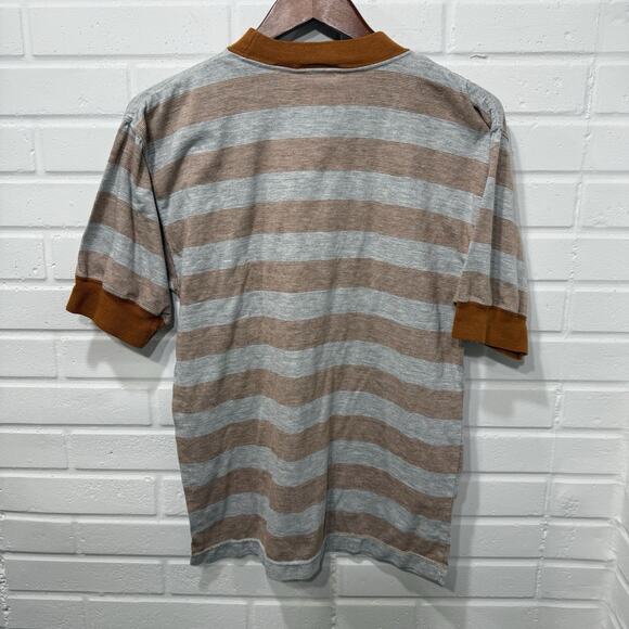 Vintage 90s Brittania Gray Orange Striped Tshirt Pocket Tee Mens Sml Fall Skater - Picture 4 of 10